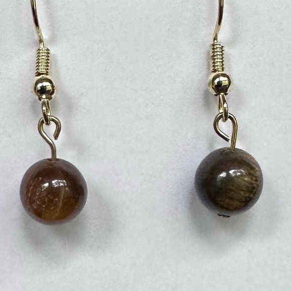 Tiger eye earrings small dainty handmade dangle - Picture 4 of 6